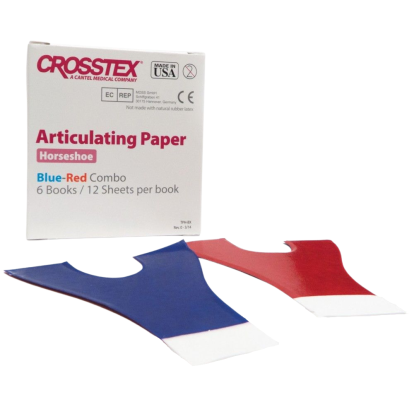 Артикуляционная бумага Crosstex - подкова, красная/синяя (6блок*12листов, 81мкм), Crosstex / США