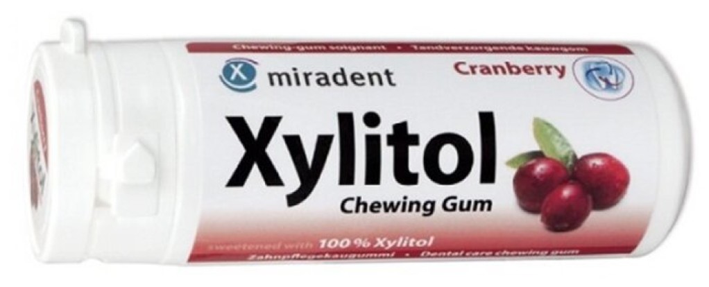 Ксилитол / Xylitol Chewing Gum - жевательная резинка с ксилитом, клюква (30г), Miradent / Германия